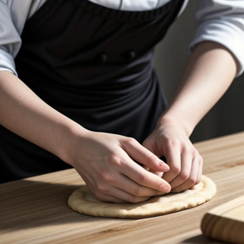 chef shaping tuiles over a rolling pin
